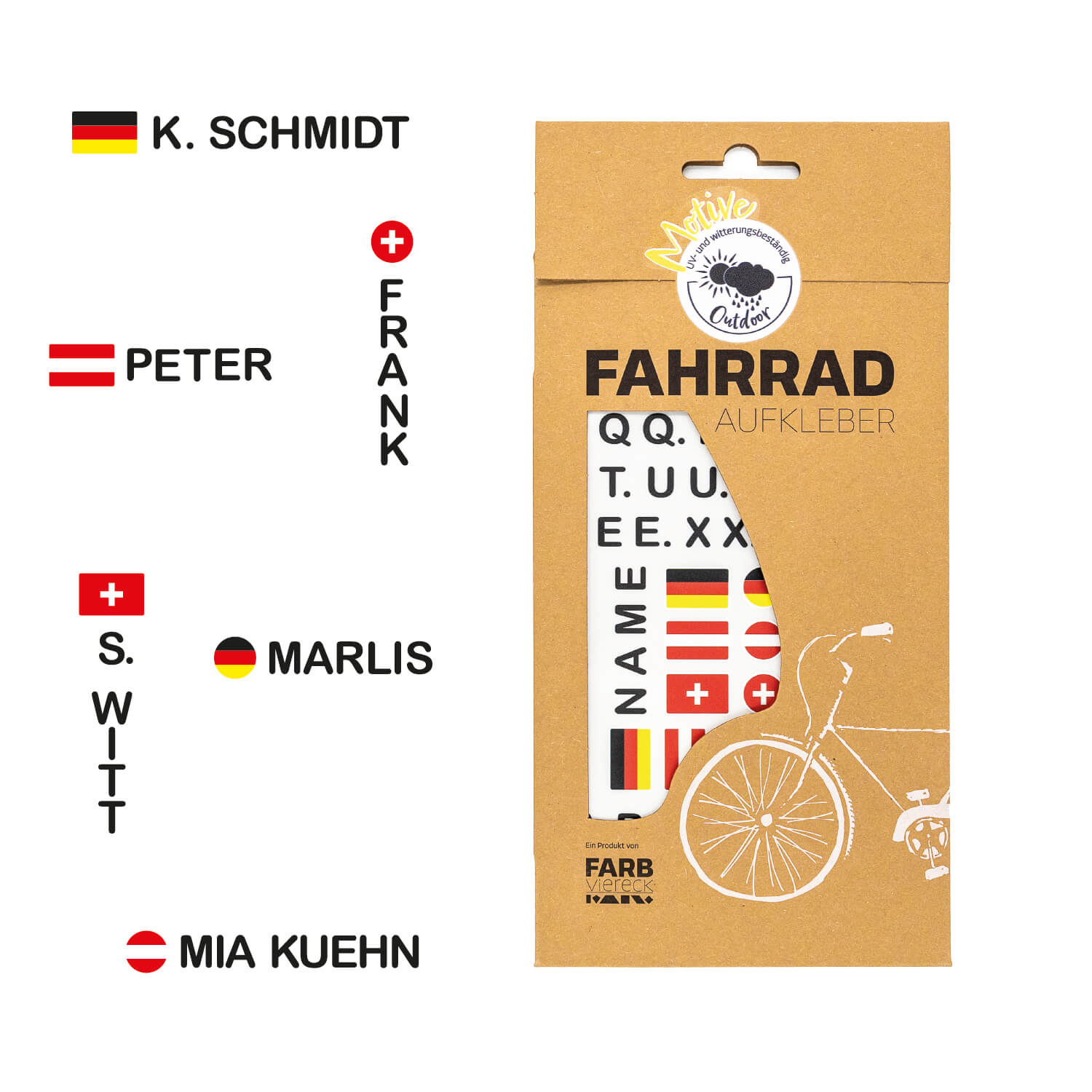 Individualisierbar - Name und Flagge fürs Fahrrad